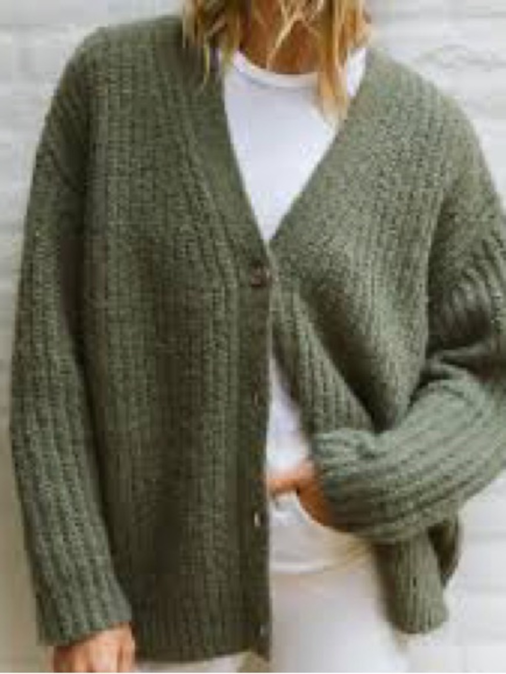 Jenni Kayne Alpaca Blend Cocoon Cardigan Olive Green Oversized Cozycore Large